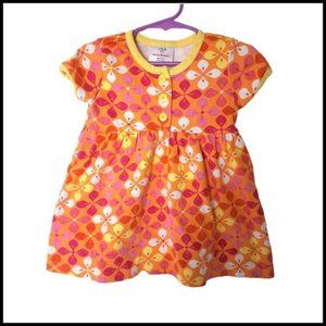 Hanna Andersson size 80 2T Button Front Empire Waist Floral Summer Dress Orange‎